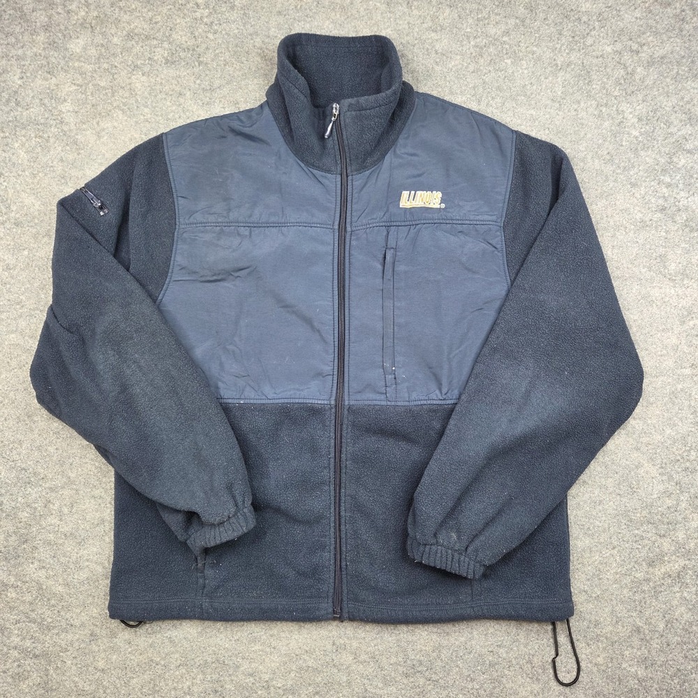 Illinois Fighting Illini Fleece Jacket Mens Large Navy 5th & Ocean‎ NCAA Team